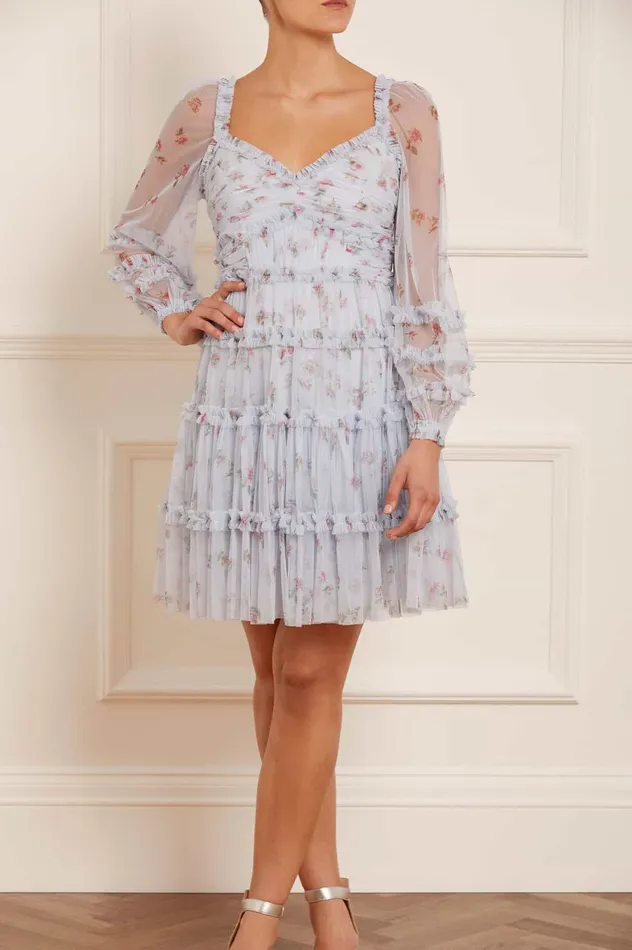 Needle and Thread Scatter Ditsy Mini Dress Blue Women Printed Dresses