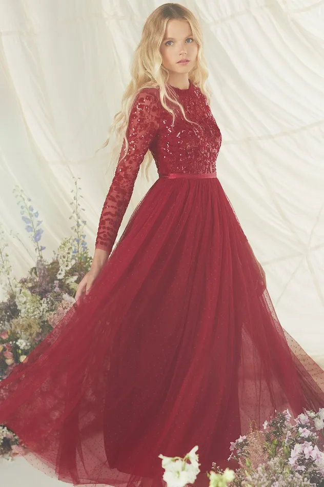 Needle and Thread Tempest Bodice Ankle Gown Red Women Exclusives