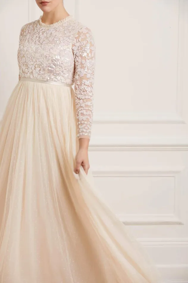 Needle and Thread Tempest Bodice Maxi Dress Champagne Women Embellished Dresses