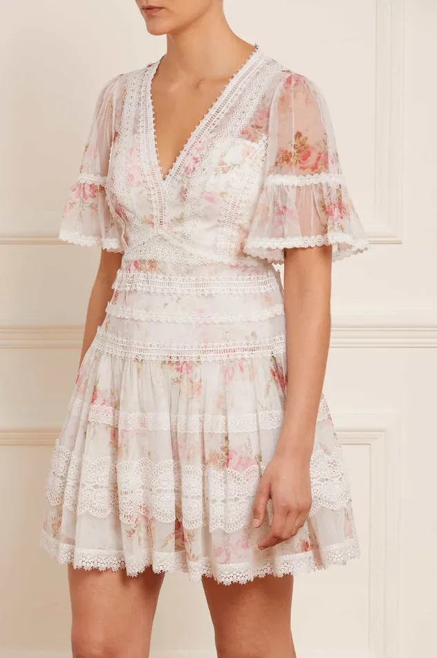 Needle and Thread Trailing Blooms Lace Micro Mini Dress Multi Women Printed Dresses Needle and Thread Trailing Blooms Lace Micro Mini Dress Multi Women Printed Dresses