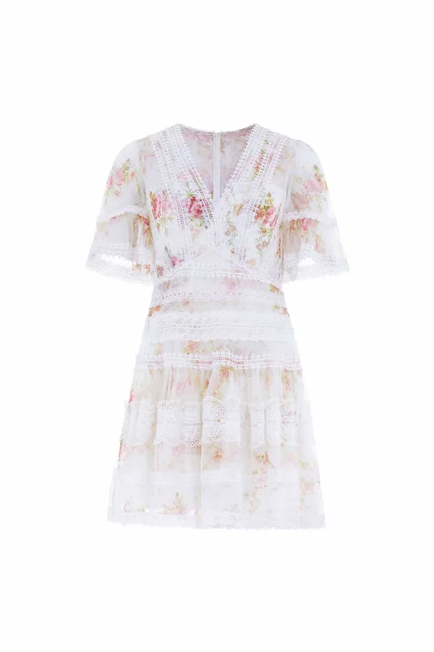 Needle and Thread Trailing Blooms Lace Micro Mini Dress Multi Women Printed Dresses Needle and Thread Trailing Blooms Lace Micro Mini Dress Multi Women Printed Dresses