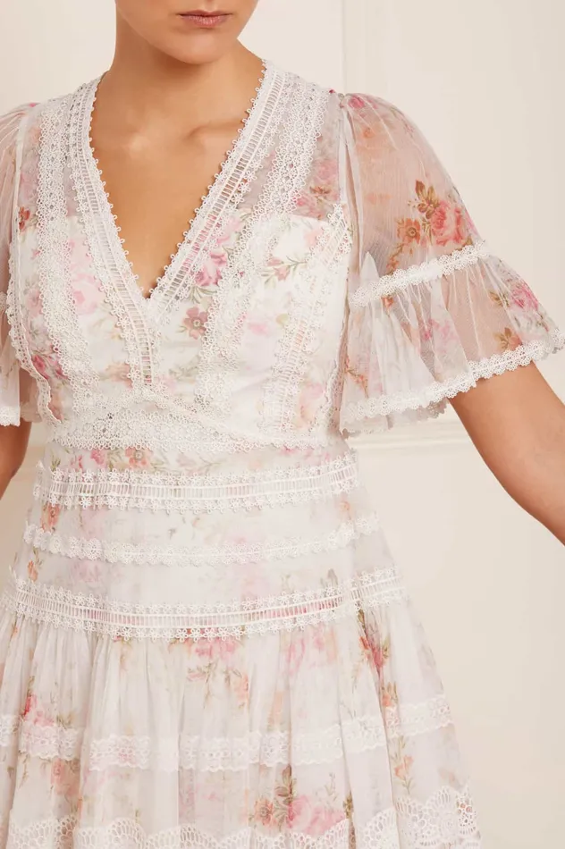 Needle and Thread Trailing Blooms Lace Micro Mini Dress Multi Women Printed Dresses Needle and Thread Trailing Blooms Lace Micro Mini Dress Multi Women Printed Dresses