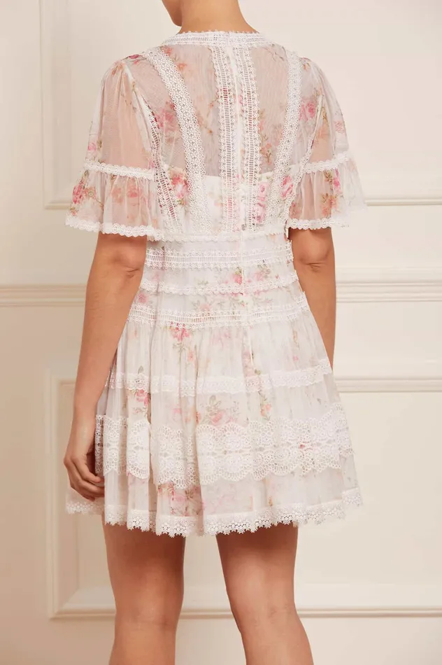 Needle and Thread Trailing Blooms Lace Micro Mini Dress Multi Women Printed Dresses Needle and Thread Trailing Blooms Lace Micro Mini Dress Multi Women Printed Dresses