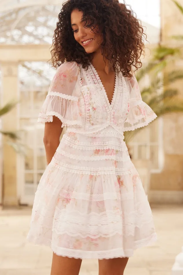 Needle and Thread Trailing Blooms Lace Micro Mini Dress Multi Women Printed Dresses Needle and Thread Trailing Blooms Lace Micro Mini Dress Multi Women Printed Dresses