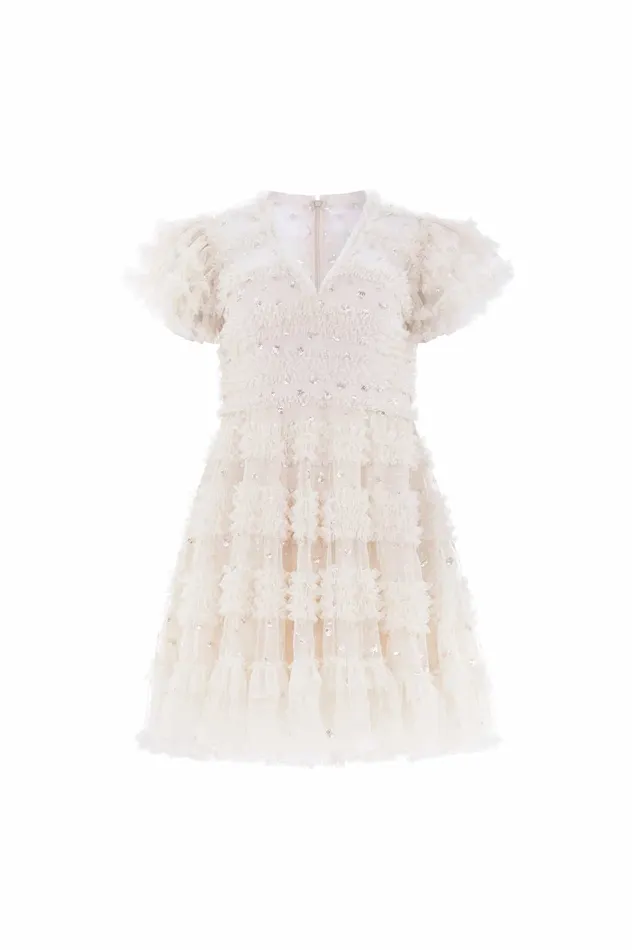 Needle and Thread Vivian VNeck Micro Mini Dress Champagne Women Embellished Dresses Needle and Thread Vivian VNeck Micro Mini Dress Champagne Women Embellished Dresses