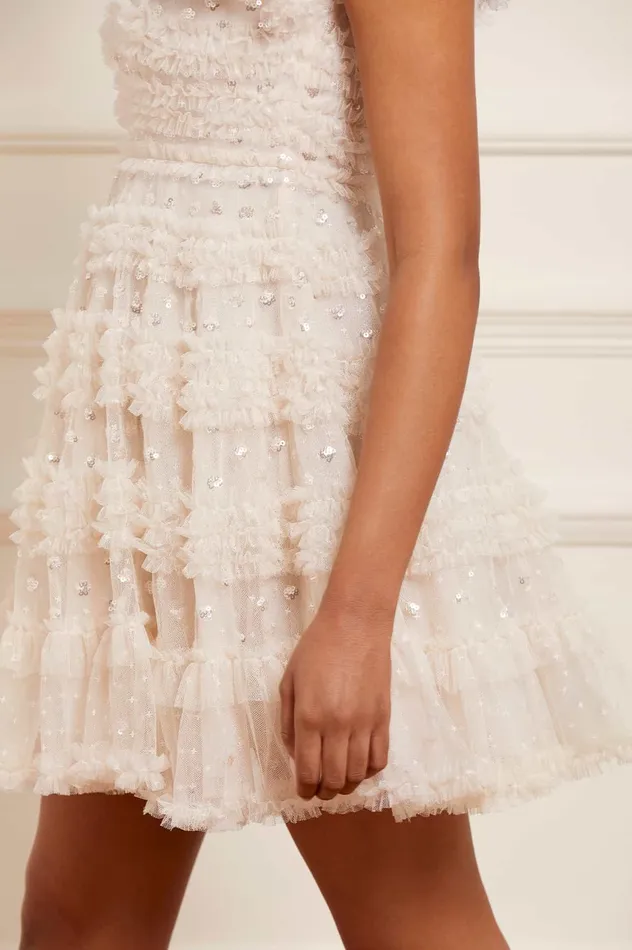 Needle and Thread Vivian VNeck Micro Mini Dress Champagne Women Embellished Dresses Needle and Thread Vivian VNeck Micro Mini Dress Champagne Women Embellished Dresses