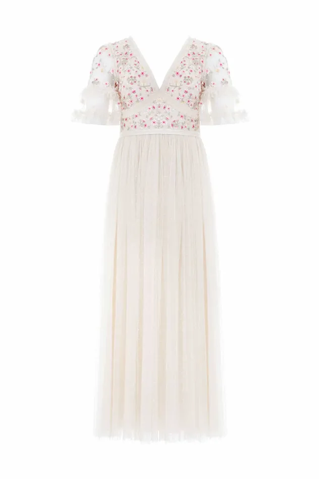 Needle and Thread Wildflower Ditsy Bodice Ankle Gown Champagne Women Exclusives Needle and Thread Wildflower Ditsy Bodice Ankle Gown Champagne Women Exclusives