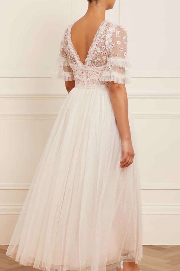 Needle and Thread Wildflower Ditsy Bodice Ankle Gown Champagne Women Exclusives Needle and Thread Wildflower Ditsy Bodice Ankle Gown Champagne Women Exclusives