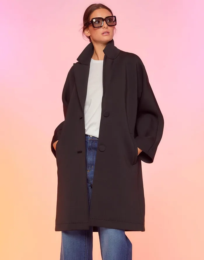 Neoprene Bonded Coat 8211 Black Women Cynthia Rowley Jackets and Coats
