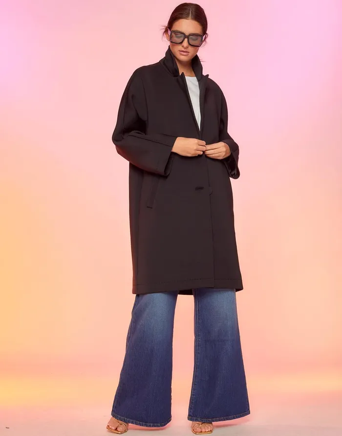 Neoprene Bonded Coat 8211 Black Women Cynthia Rowley Jackets and Coats