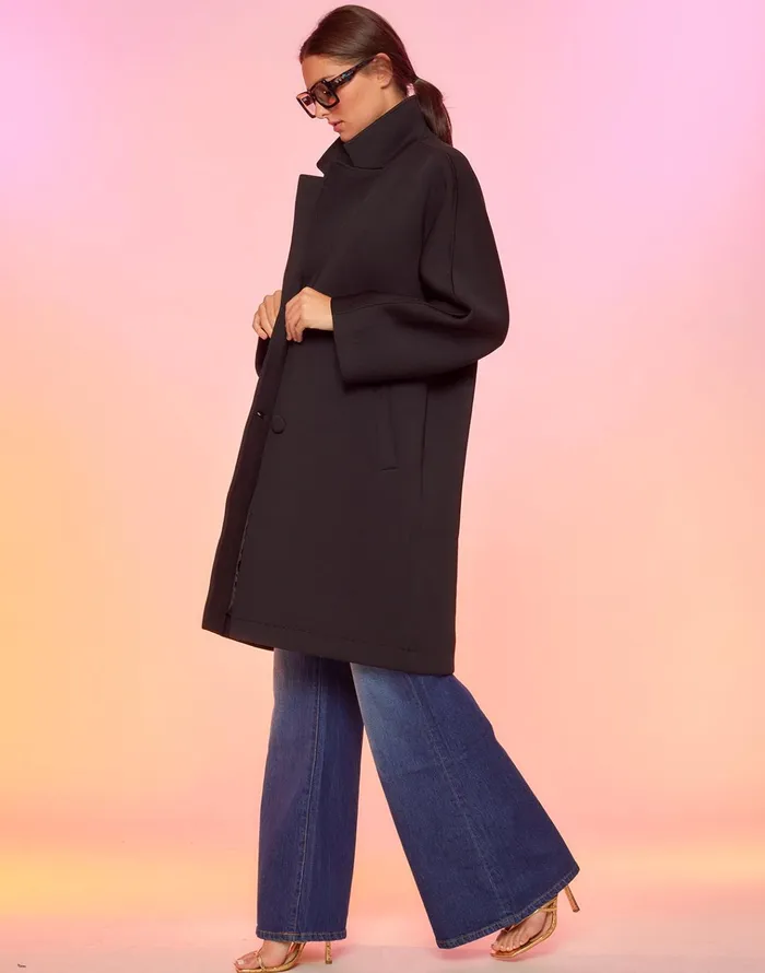 Neoprene Bonded Coat 8211 Black Women Cynthia Rowley Jackets and Coats