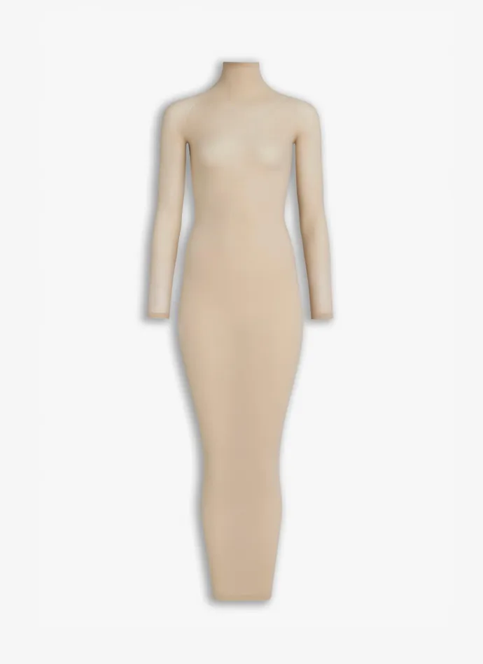 Nude Fitted Dress In Fine Knit Women Alaa Dresses