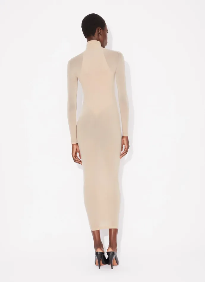 Nude Fitted Dress In Fine Knit Women Alaa Dresses