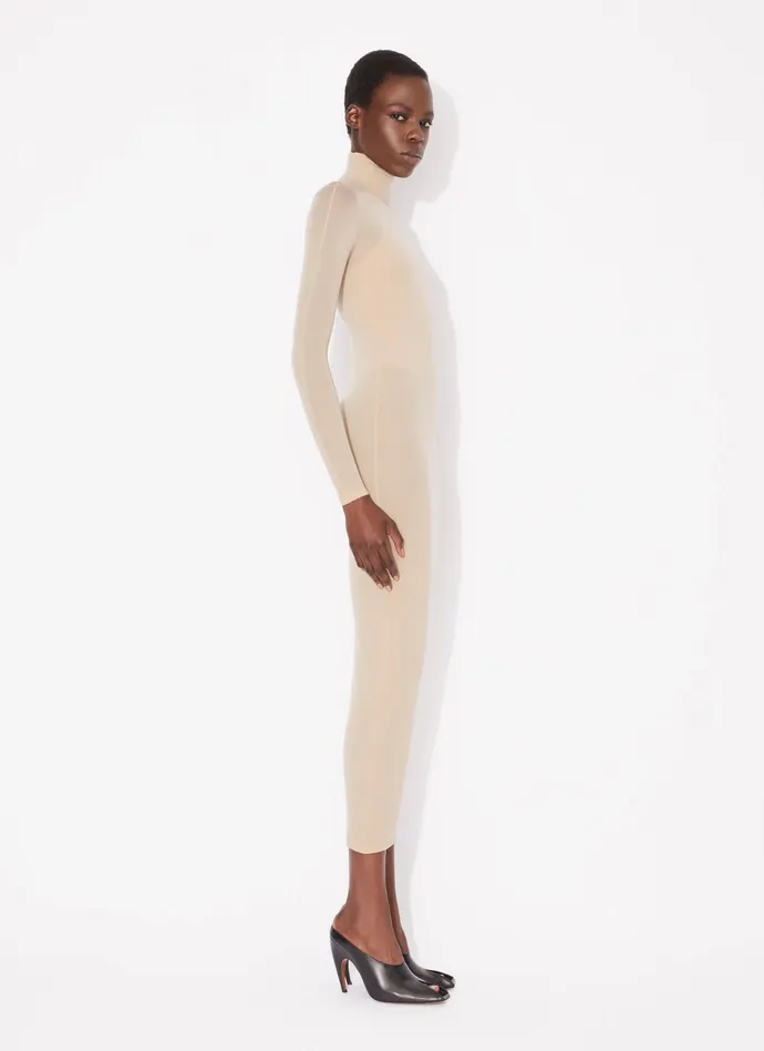 Nude Fitted Dress In Fine Knit Women Alaa Dresses