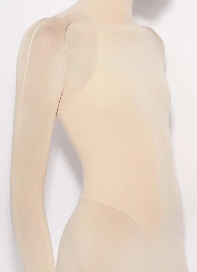 Nude Fitted Dress In Fine Knit Women Alaa Dresses