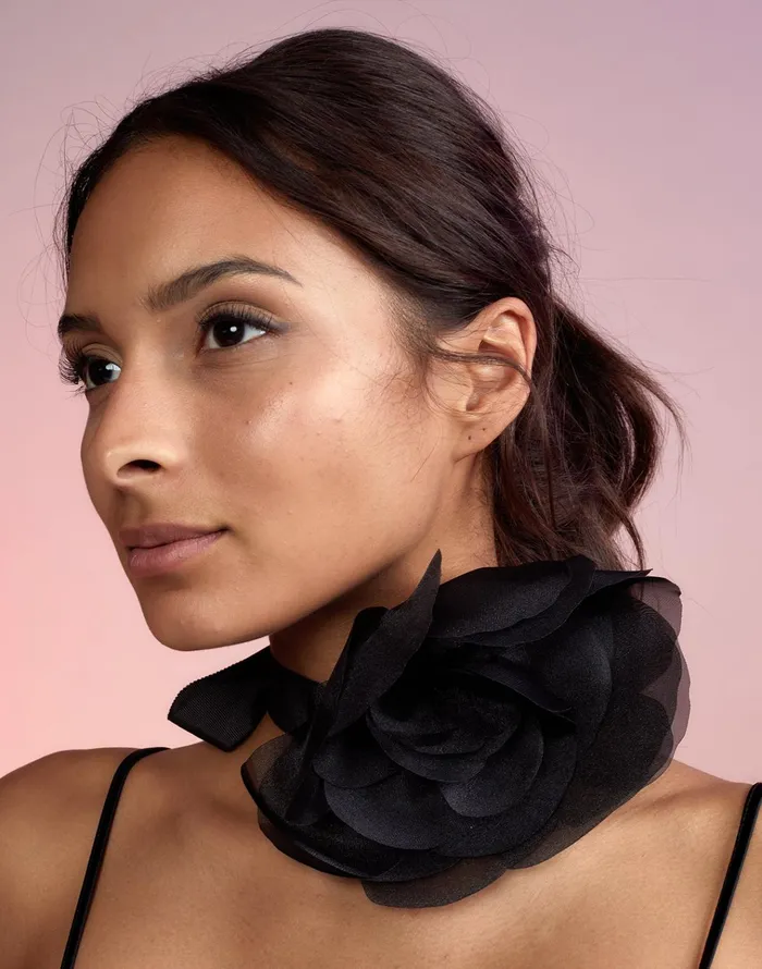 Organza Flower Ties 8211 Black Women Cynthia Rowley Accessories