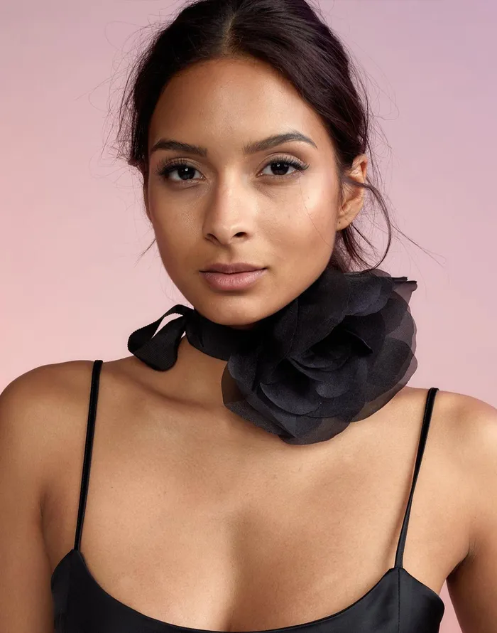 Organza Flower Ties 8211 Black Women Cynthia Rowley Accessories