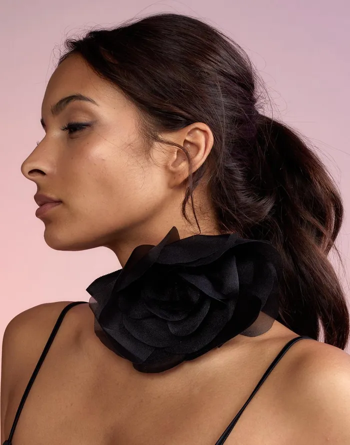 Organza Flower Ties 8211 Black Women Cynthia Rowley Accessories