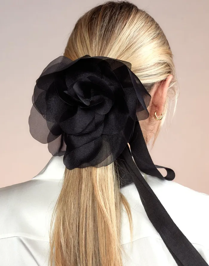 Organza Flower Ties 8211 Black Women Cynthia Rowley Accessories