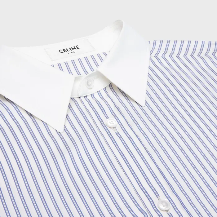 Oversized Shirt In Striped Silk Craiebleu Women CELINE SHIRTS AND TOPS