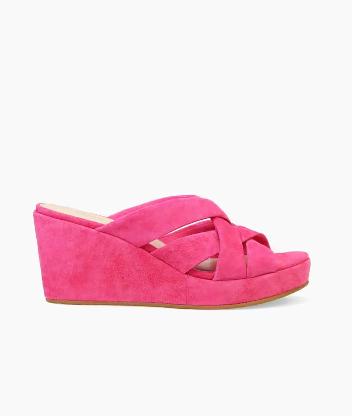 Pelle Moda Wilona Wedge 8211 Pink Hyper Pink Kid Suede Women Wedges