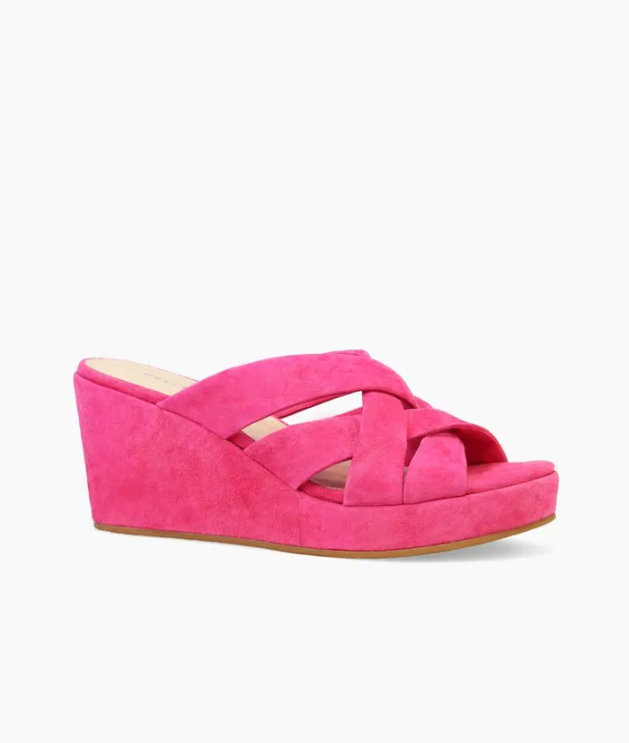 Pelle Moda Wilona Wedge 8211 Pink Hyper Pink Kid Suede Women Wedges Pelle Moda Wilona Wedge 8211 Pink Hyper Pink Kid Suede Women Wedges