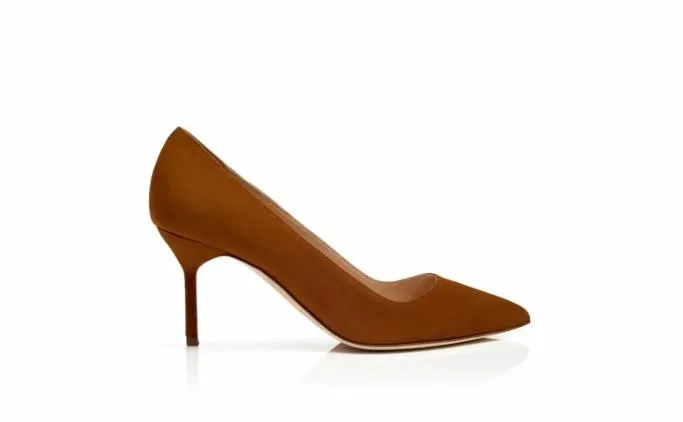 Pumps Women Manolo Blahnik BB 70Brown Suede Pointed Toe Pumps Pumps Women Manolo Blahnik BB 70Brown Suede Pointed Toe Pumps