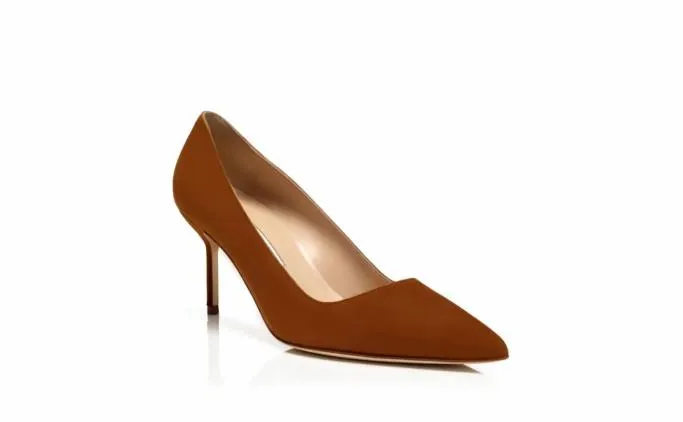 Pumps Women Manolo Blahnik BB 70Brown Suede Pointed Toe Pumps Pumps Women Manolo Blahnik BB 70Brown Suede Pointed Toe Pumps