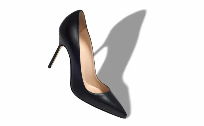 Pumps Women Manolo Blahnik BBBlack Nappa Leather Pointed Toe Pumps