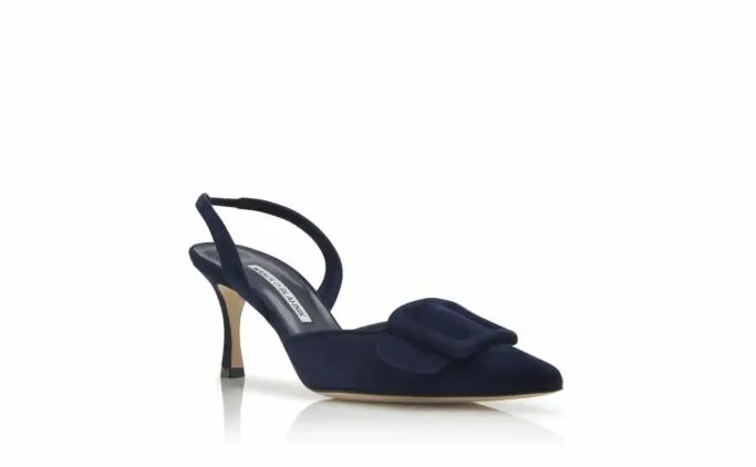 Pumps Women Manolo Blahnik MAYSLINavy Blue Suede Slingback Pumps Pumps Women Manolo Blahnik MAYSLINavy Blue Suede Slingback Pumps