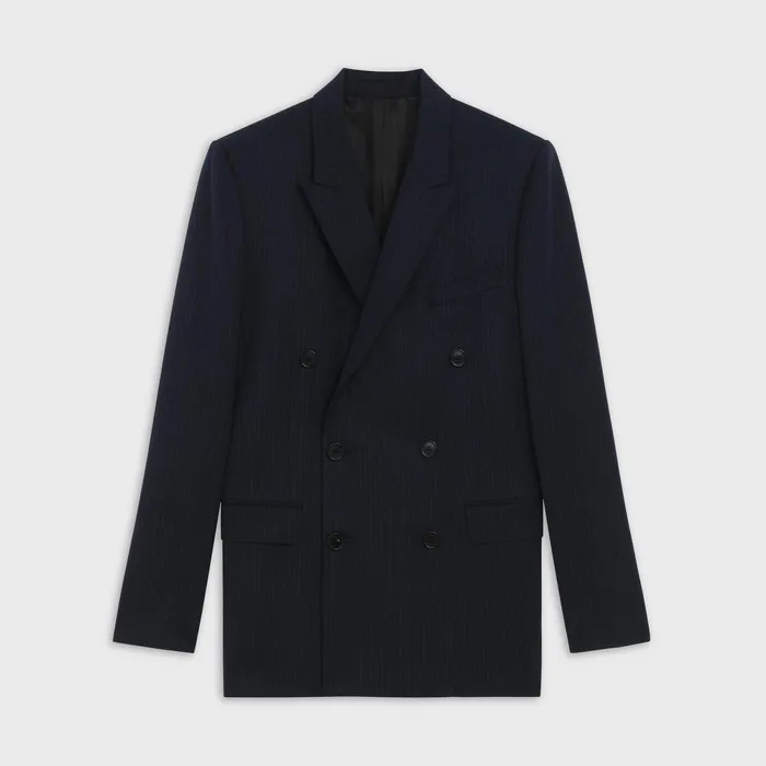 Rectangle Jacket With Tennis Stripe Navy Men CELINE JACKETS and TROUSERS