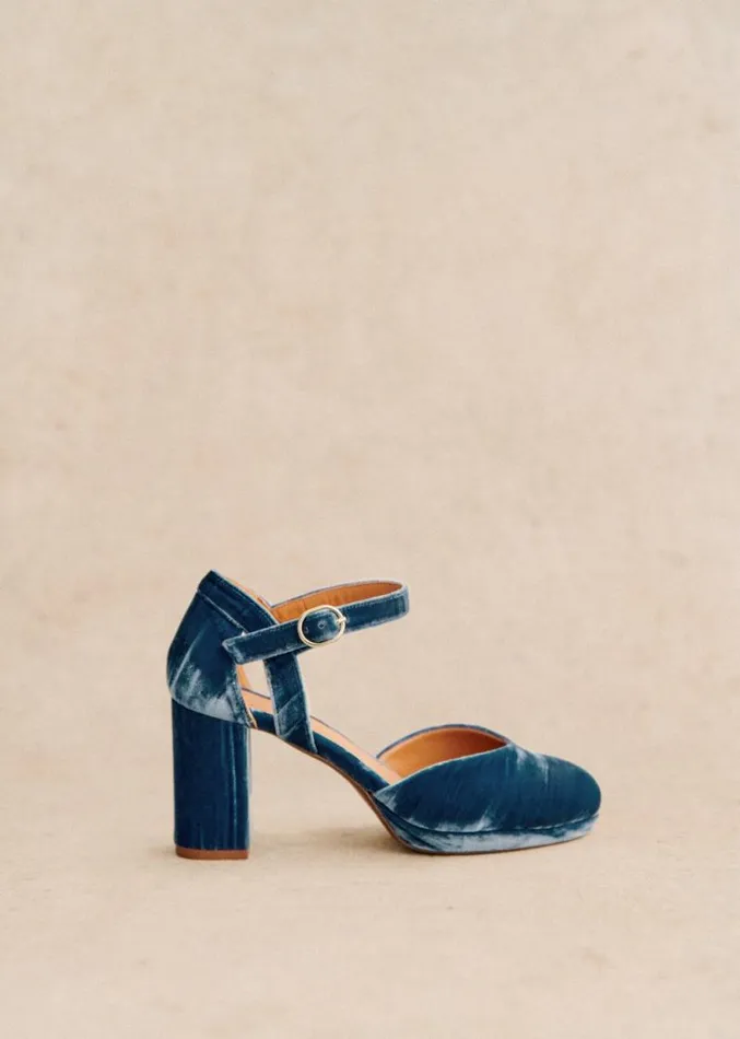 Szane Babies Ballerinas and Pumps Womens Katie Babies Blue Pleated Velvet