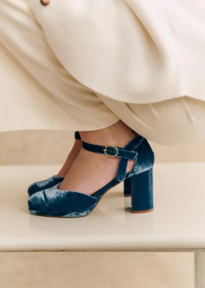 Szane Babies Ballerinas and Pumps Womens Katie Babies Blue Pleated Velvet