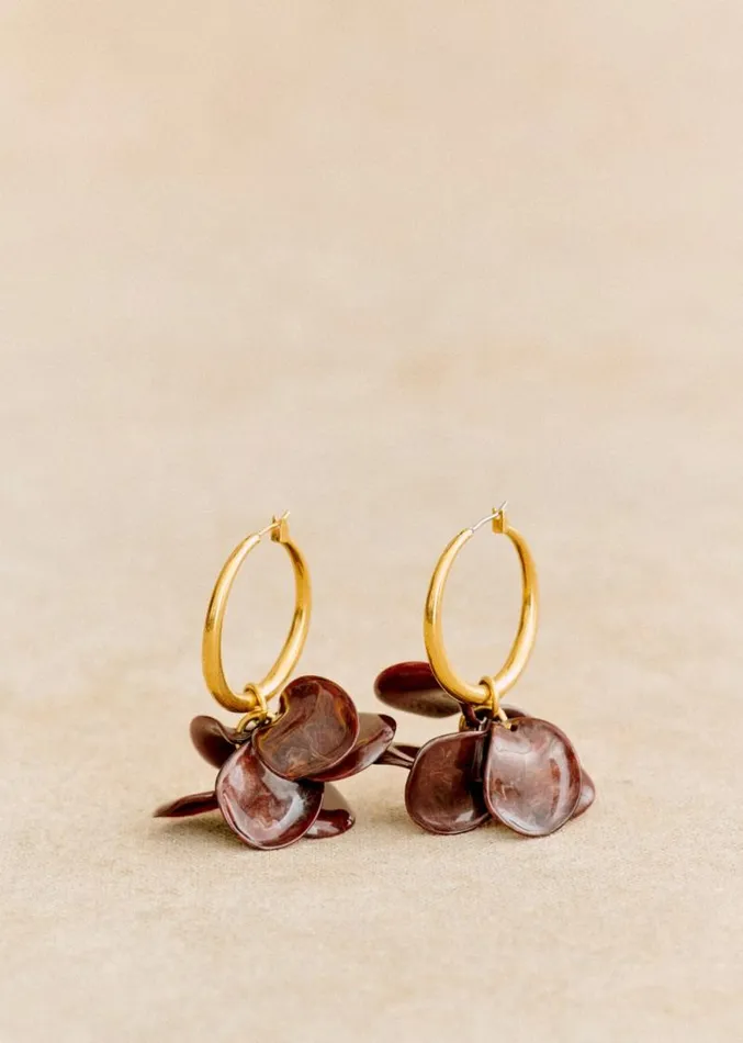 Szane Earrings Womens Flora Hoops Brown