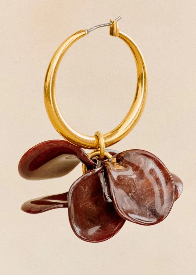 Szane Earrings Womens Flora Hoops Brown