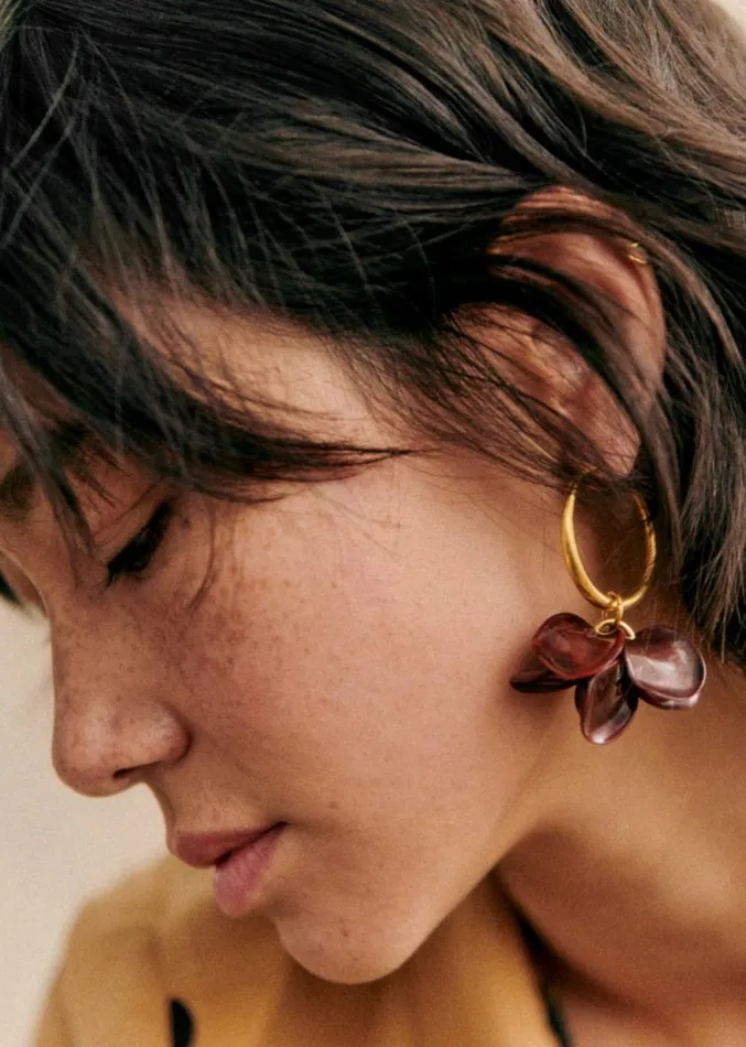 Szane Earrings Womens Flora Hoops Brown