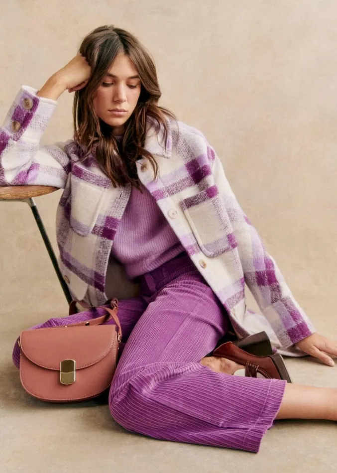 Szane Jackets and Coats Womens Paolo Coat Purple Check Print