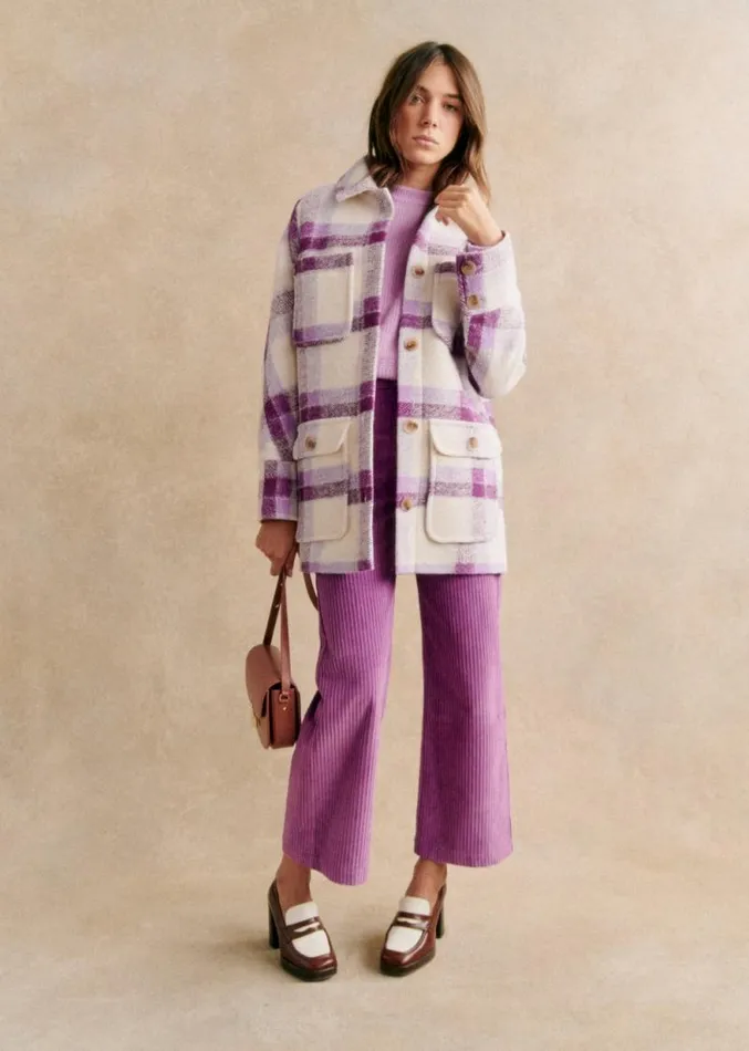 Szane Jackets and Coats Womens Paolo Coat Purple Check Print