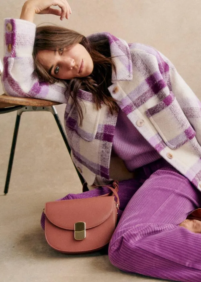 Szane Jackets and Coats Womens Paolo Coat Purple Check Print