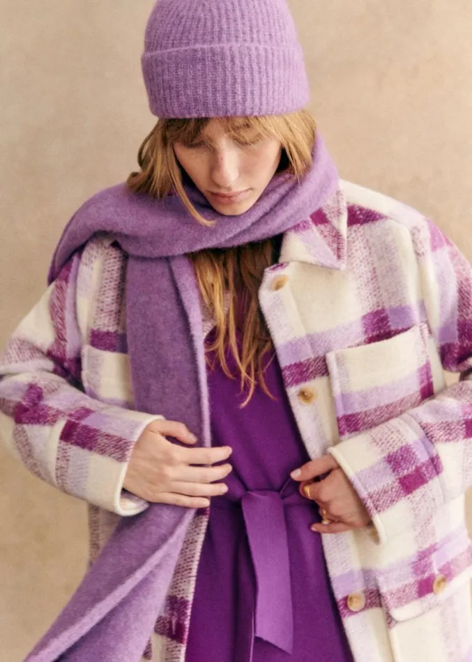 Szane Jackets and Coats Womens Paolo Coat Purple Check Print