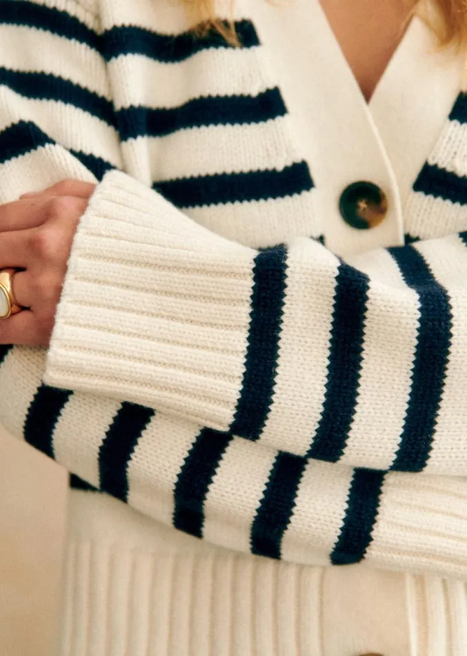 Szane Knitwear Womens Wilson Cardigan Natural Navy