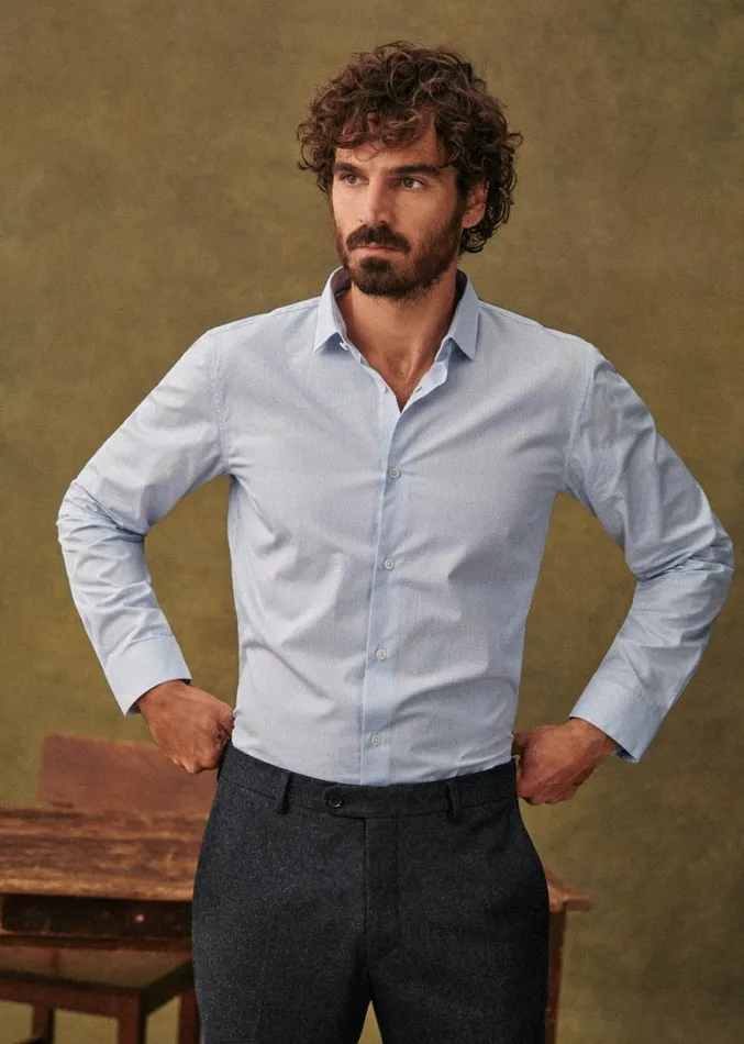 Szane Shirts Mens Allen Poplin Shirt Small Blue Checks