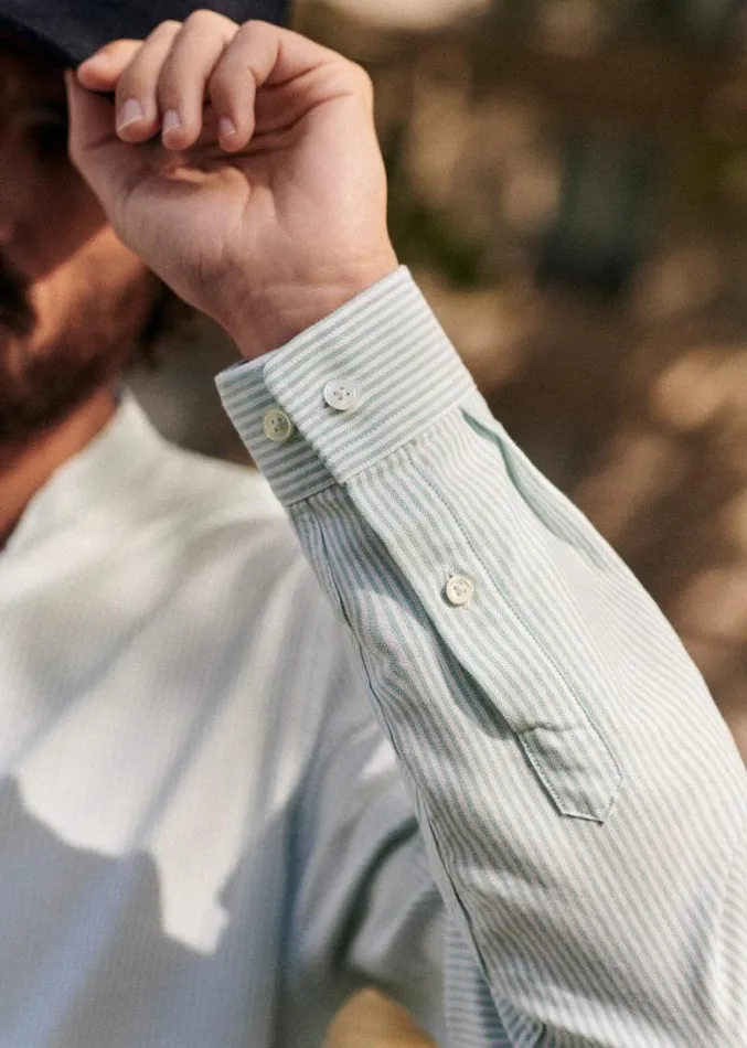 Szane Shirts Mens Benny Oxford Shirt White Green Stripes