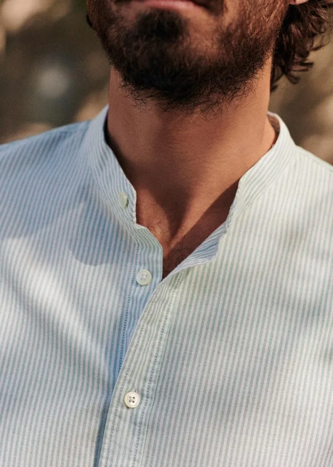 Szane Shirts Mens Benny Oxford Shirt White Green Stripes