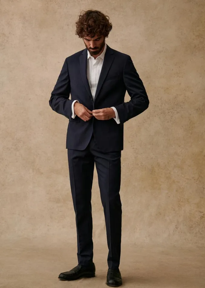 Szane Suits Mens Elmon Trousers Navy Blue