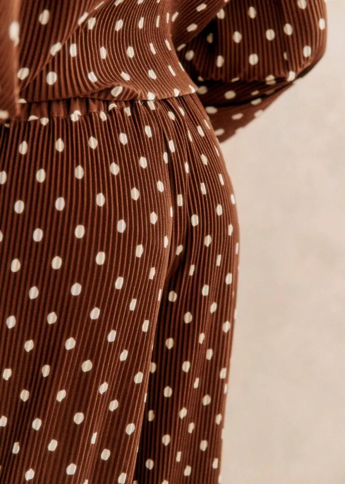 Szane Trousers and Jumpsuits Womens Syra Trousers 8211 Pink Creation Brown Ecru Polka Dots