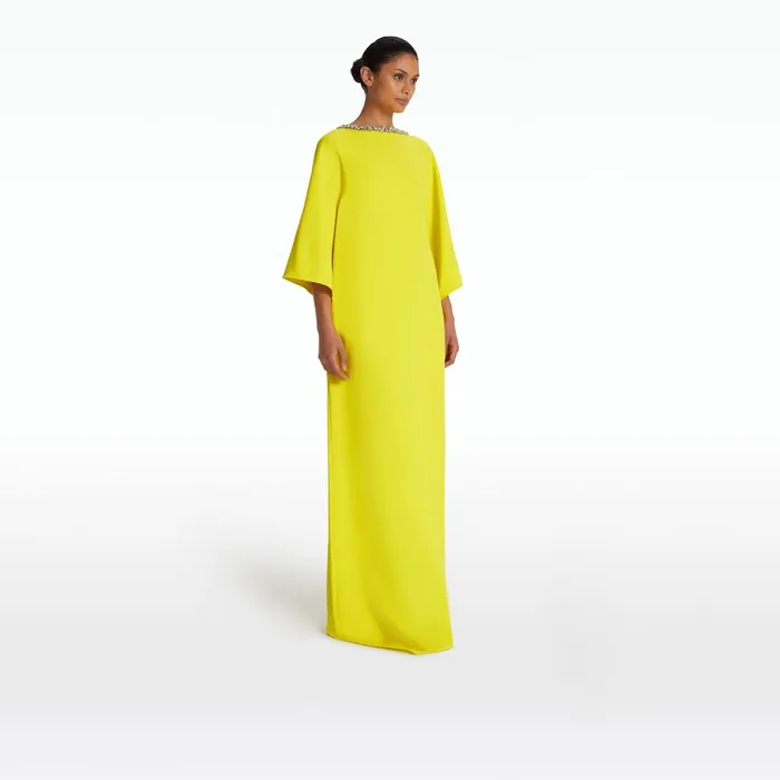 Safiyaa Amarella Chartreuse Long Dress Women Dresses