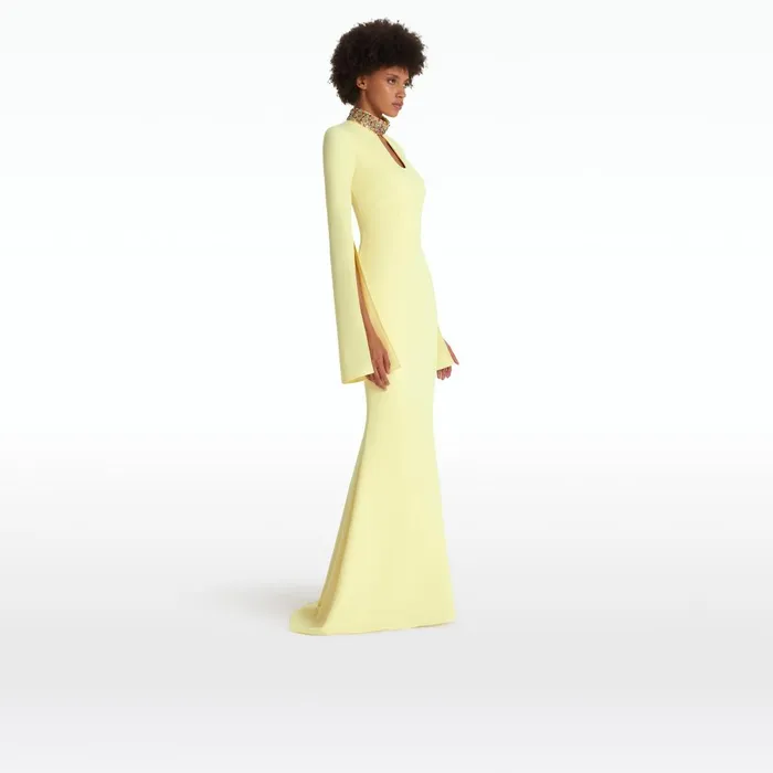 Safiyaa Anouk Pale Yellow Long Dress Women Dresses