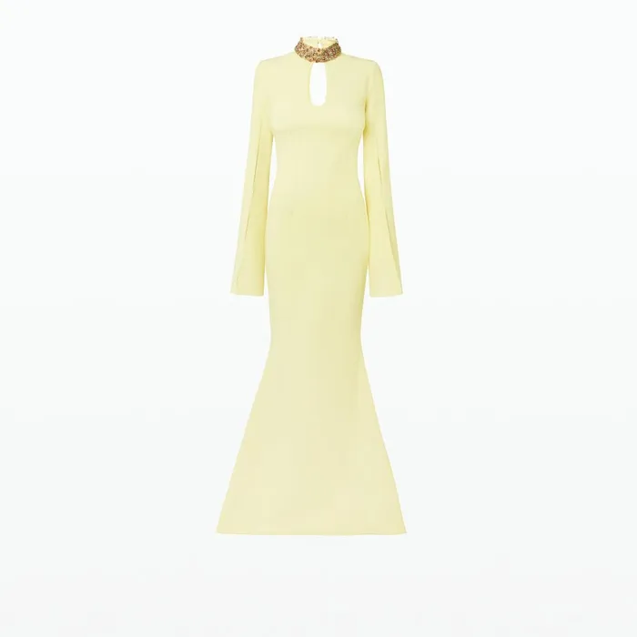 Safiyaa Anouk Pale Yellow Long Dress Women Dresses