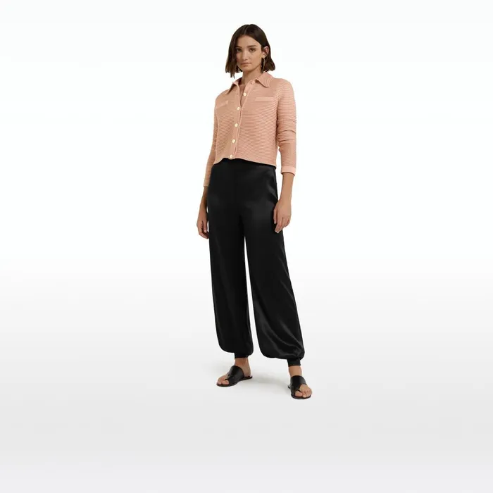 Safiyaa Artemis Old Rose Crochet Jacket Women Knitwear